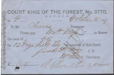 Document - ANCIENT ORDER OF FORESTERS NO. 3770 COLLECTION: TO PAY