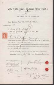 Document - COHN BROTHERS COLLECTION: SHARE TRANSFER CERTIFICATE 1894