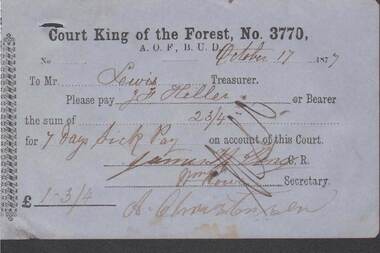 Document - ANCIENT ORDER OF FORESTERS NO. 3770 COLLECTION: TO PAY