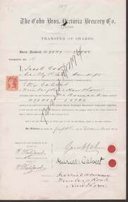 Document - COHN BROTHERS COLLECTION: SHARE TRANSFER CERTIFICATE 1894