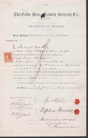 Document - COHN BROTHERS COLLECTION: SHARE TRANSFER CERTIFICATE 1894
