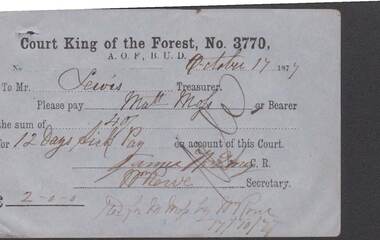 Document - ANCIENT ORDER OF FORESTERS NO. 3770 COLLECTION: TO PAY