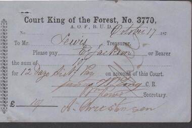 Document - ANCIENT ORDER OF FORESTERS NO. 3770 COLLECTION: TO PAY