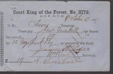 Document - ANCIENT ORDER OF FORESTERS NO. 3770 COLLECTION: TO PAY