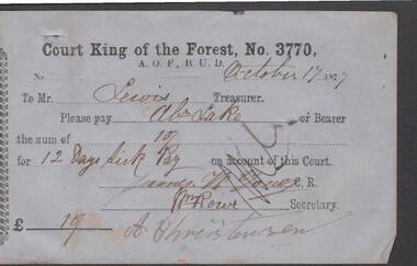 Document - ANCIENT ORDER OF FORESTERS NO. 3770 COLLECTION: TO PAY