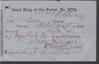 Document - ANCIENT ORDER OF FORESTERS NO. 3770 COLLECTION: TO PAY