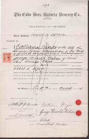 Document - COHN BROTHERS COLLECTION: SHARE TRANSFER CERTIFICATE 1895