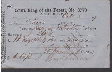 Document - ANCIENT ORDER OF FORESTERS NO. 3770 COLLECTION: TO PAY