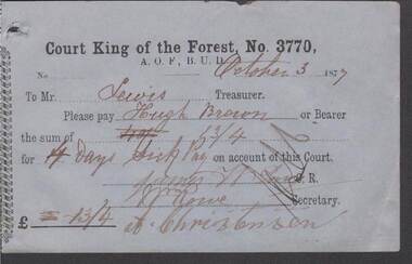 Document - ANCIENT ORDER OF FORESTERS NO. 3770 COLLECTION: TO PAY