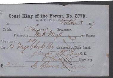 Document - ANCIENT ORDER OF FORESTERS NO. 3770 COLLECTION: TO PAY