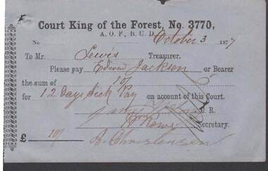 Document - ANCIENT ORDER OF FORESTERS NO. 3770 COLLECTION: TO PAY