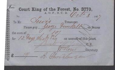 Document - ANCIENT ORDER OF FORESTERS NO. 3770 COLLECTION: TO PAY