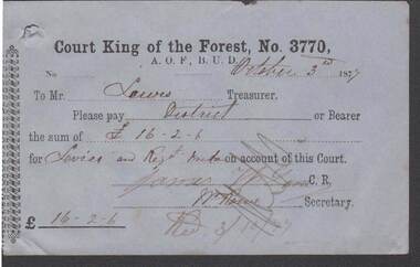 Document - ANCIENT ORDER OF FORESTERS NO. 3770 COLLECTION: TO PAY