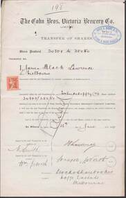 Document - COHN BROTHERS COLLECTION: SHARE TRANSFER CERTIFICATE 1895