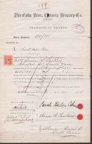 Document - COHN BROTHERS COLLECTION: SHARE TRANSFER CERTIFICATE 1895