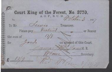 Document - ANCIENT ORDER OF FORESTERS NO. 3770 COLLECTION: TO PAY