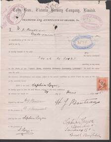 Document - COHN BROTHERS COLLECTION: SHARE TRANSFER CERTIFICATE 1895