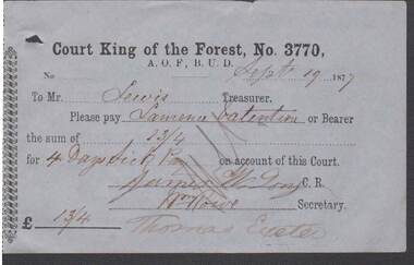 Document - ANCIENT ORDER OF FORESTERS NO. 3770 COLLECTION: TO PAY