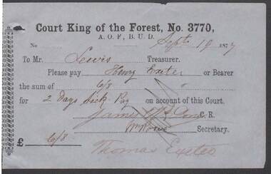 Document - ANCIENT ORDER OF FORESTERS NO. 3770 COLLECTION: TO PAY