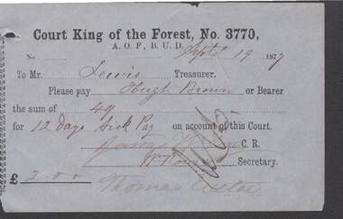 Document - ANCIENT ORDER OF FORESTERS NO. 3770 COLLECTION: TO PAY