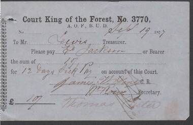 Document - ANCIENT ORDER OF FORESTERS NO. 3770 COLLECTION: TO PAY