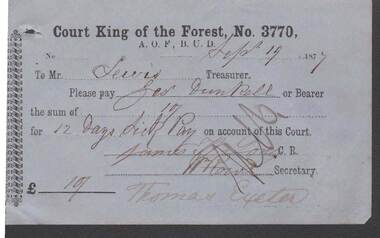 Document - ANCIENT ORDER OF FORESTERS NO. 3770 COLLECTION :TO PAY