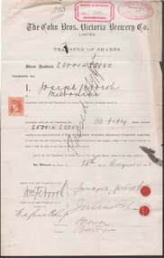 Document - COHN BROTHERS COLLECTION: SHARE TRANSFER CERTIFICATE 1895