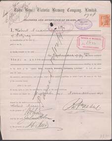 Document - COHN BROTHERS COLLECTION: SHARE TRANSFER CERTIFICATE 1893