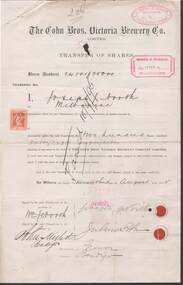 Document - COHN BROTHERS COLLECTION: SHARE TRANSFER CERTIFICATE 1895