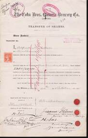Document - COHN BROTHERS COLLECTION: TRANSFER OF SHARES CERTIFICATE 1895