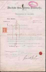 Document - COHN BROTHERS COLLECTION: TRANSFER OF SHARES CERTIFICATE 1895