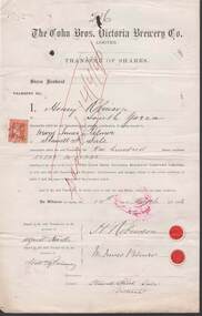 Document - COHN BROTHERS COLLECTION: TRANSFER OF SHARES CERTIFICATE 1896