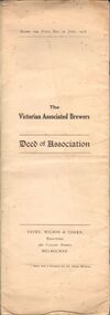 Document - COHN BROTHERS COLLECTION: DEED OF ASSOCIATION OF THE VICTORIAN ASSOCIATED BREWERS DATED 1916