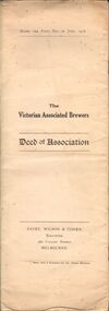 Document - COHN BROTHERS COLLECTION: DEED OF ASSOCIATION OF THE VICTORIAN ASSOCIATED BREWERS DATED 1916