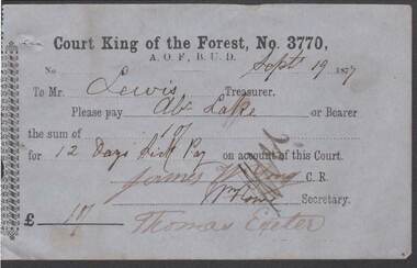 Document - ANCIENT ORDER OF FORESTERS NO. 3770 COLLECTION: TO PAY