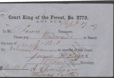 Document - ANCIENT ORDER OF FORESTERS NO. 3770 COLLECTION: TO PAY