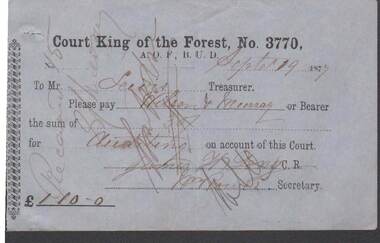 Document - ANCIENT ORDER OF FORESTERS NO. 3770 COLLECTION: TO PAY