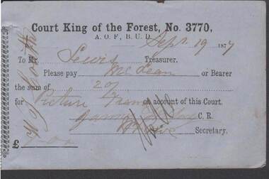 Document - ANCIENT ORDER OF FORESTERS NO. 3770 COLLECTIONP: TO PAY