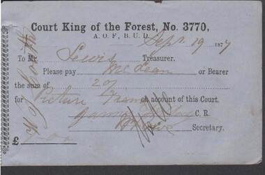 Document - ANCIENT ORDER OF FORESTERS NO. 3770 COLLECTIONP: TO PAY