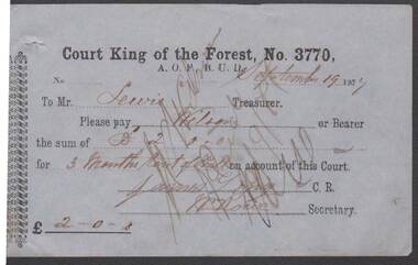 Document - ANCIENT ORDER OF FORESTERS NO. 3770 COLLECTION: TO PAY