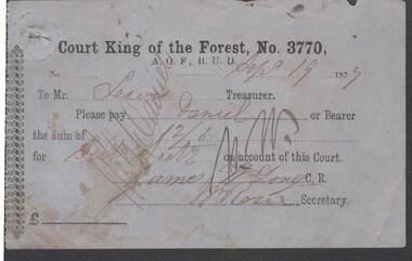 Document - ANCIENT ORDER OF FORESTERS NO. 3770 COLLECTION: TO PAY