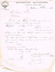 Document - COHN BROTHERS COLLECTION: HANDWRITTEN LETTER DATED 1893