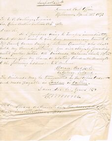 Document - COHN BROTHERS COLLECTION: HANDWRITTEN LETTER DATED 1893