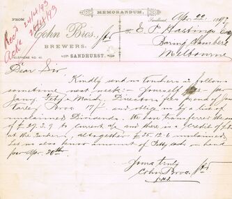 Document - COHN BROTHERS COLLECTION: HANDWRITTEN LETTER DATED 1893