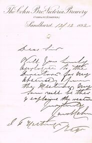 Document - COHN BROTHERS COLLECTION: HANDWRITTEN LETTER DATED 1893