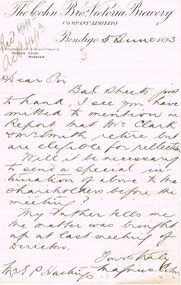 Document - COHN BROTHERS COLLECTION: HANDWRITTEN LETTER DATED 1893