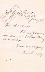 Document - COHN BROTHERS COLLECTION: HANDWRITTEN LETTER DATED 1893