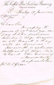 Document - COHN BROTHERS COLLECTION: HANDWRITTEN LETTER DATED 1893