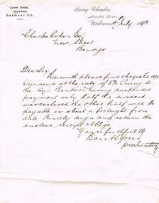 Document - COHN BROTHERS COLLECTION: HANDWRITTEN LETTER DATED 1893