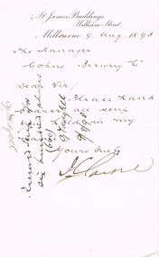 Document - COHN BROTHERS COLLECTION: HANDWRITTEN LETTER DATED 1893